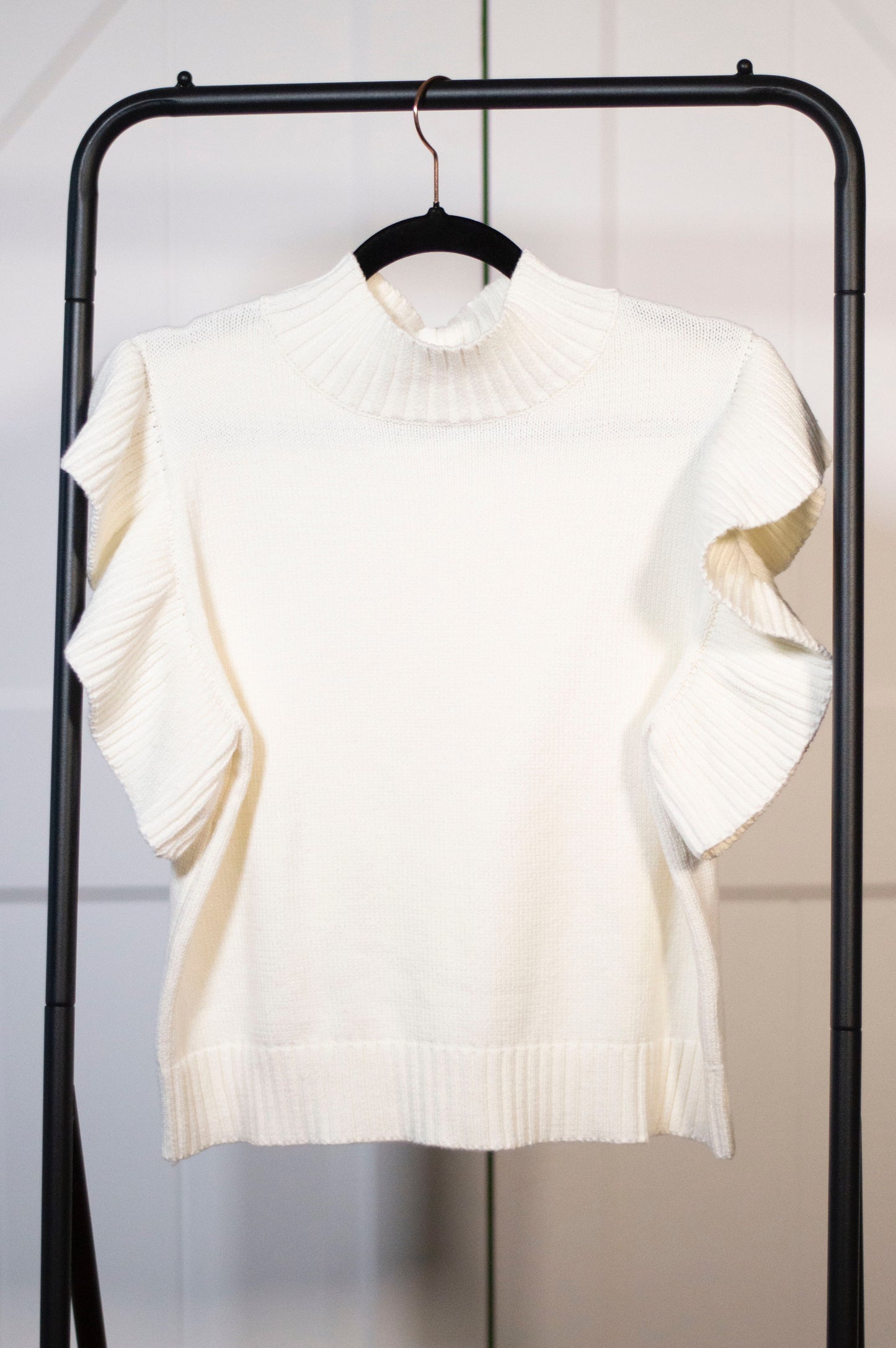 Standout Ruffle off white sweater