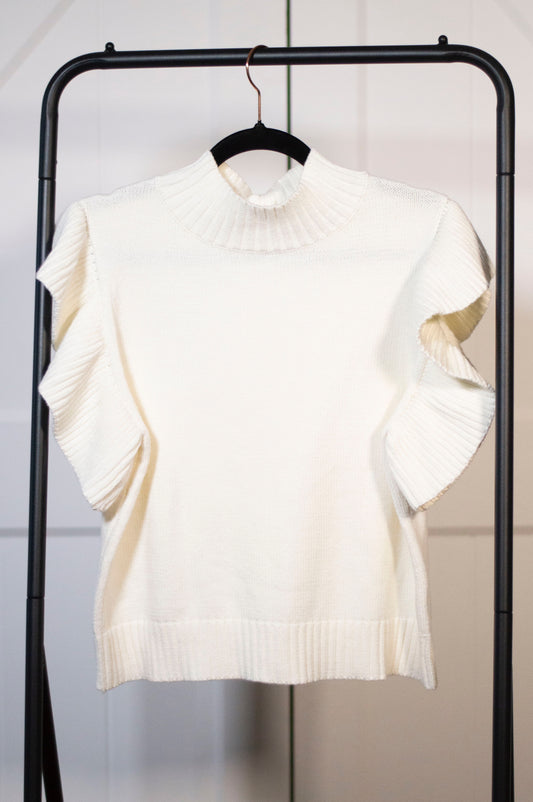 Standout Ruffle off white sweater