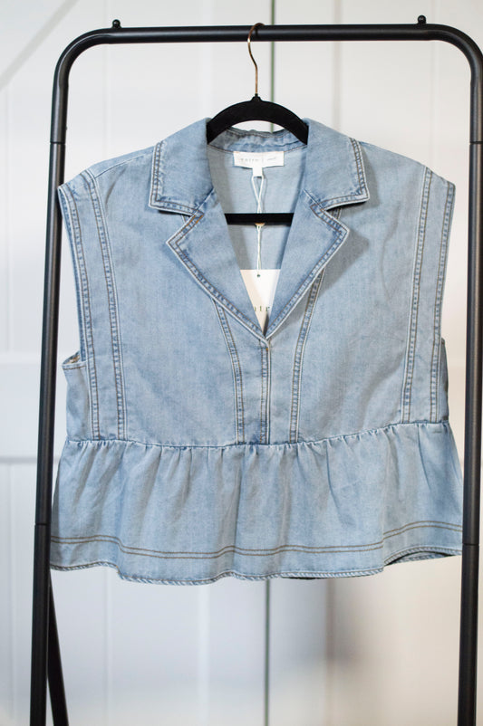 Denim frills crop top