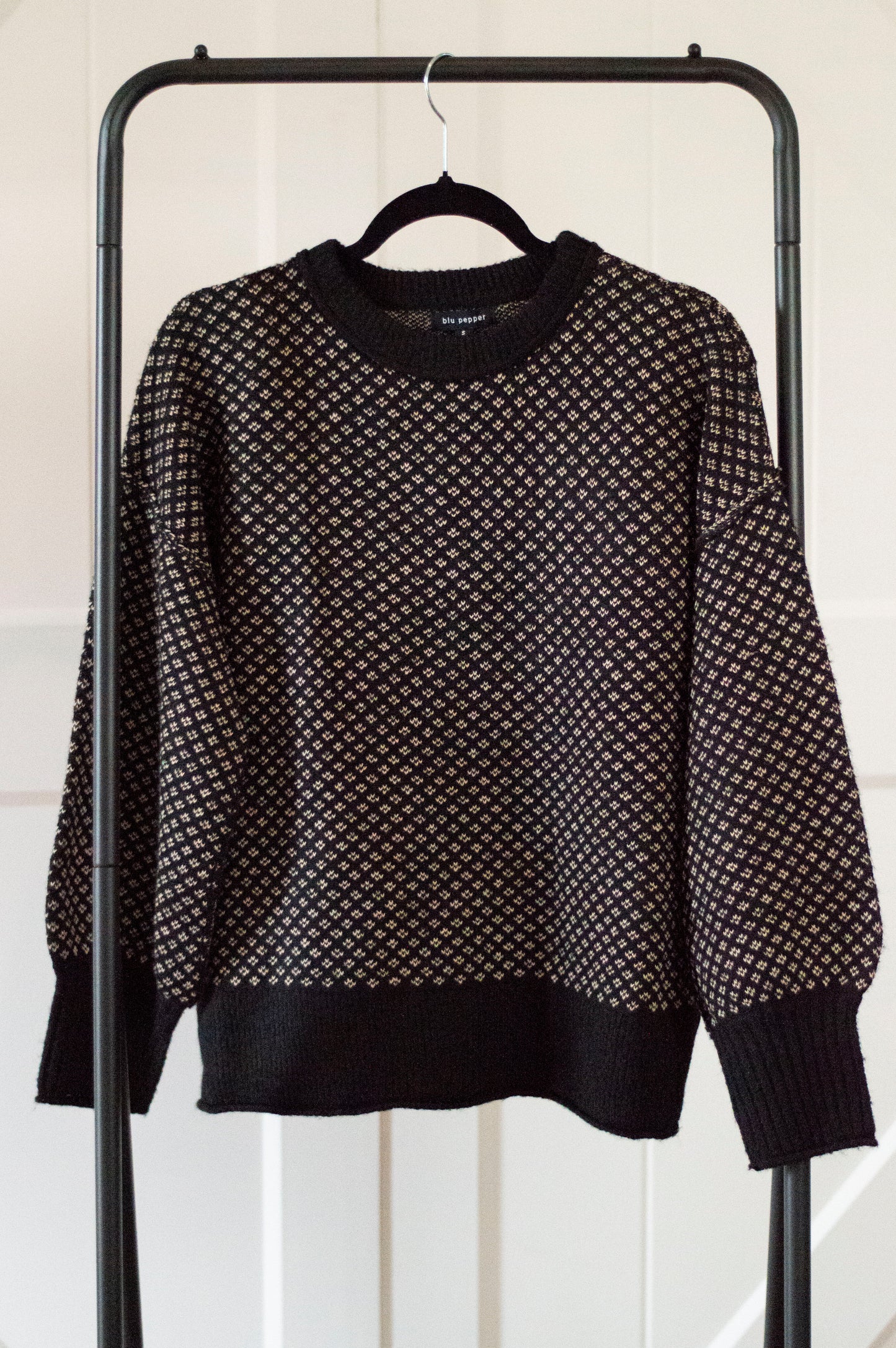 Two-Toned Black Crewneck Sweater