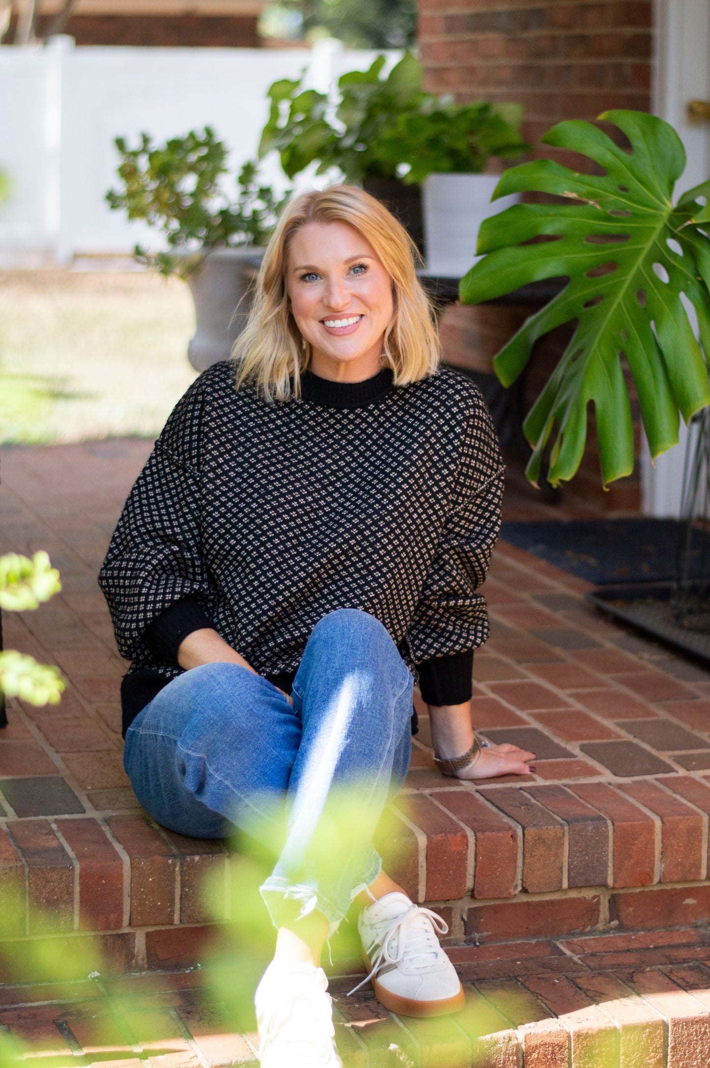 Two-Toned Black Crewneck Sweater
