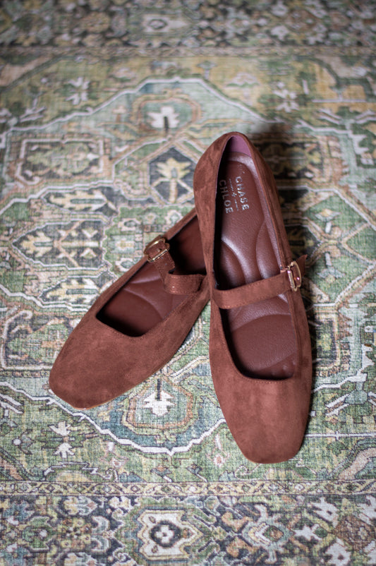 Chocolate Suede Mary Janes